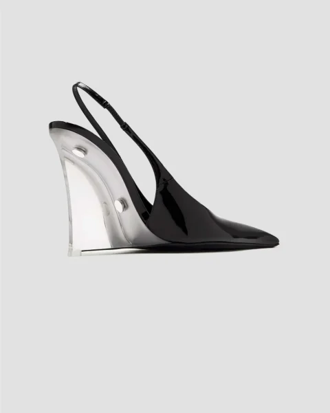 Miller Wedges in Black Glazed Leather — снимка 3