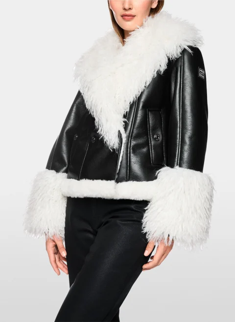 Кожено яке с 'faux fur' детайли Marc Cain Sports — снимка 2