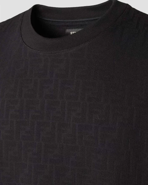 Black Piqué FF Jacquard T-Shirt — снимка 3