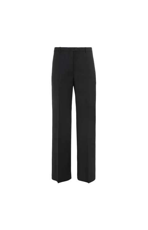 Wool-Mohair Canvas Wide-Leg Trousers in Black