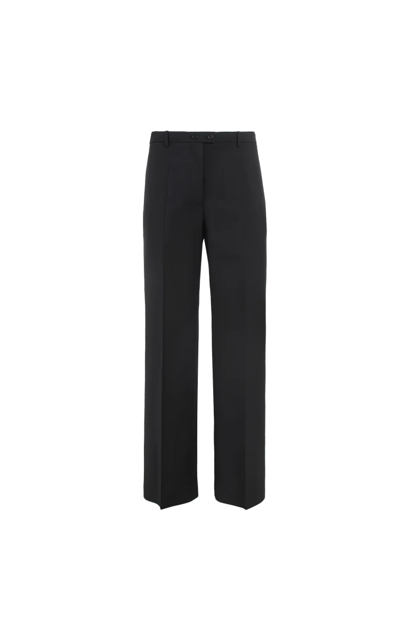 Wool-Mohair Canvas Wide-Leg Trousers in Black
