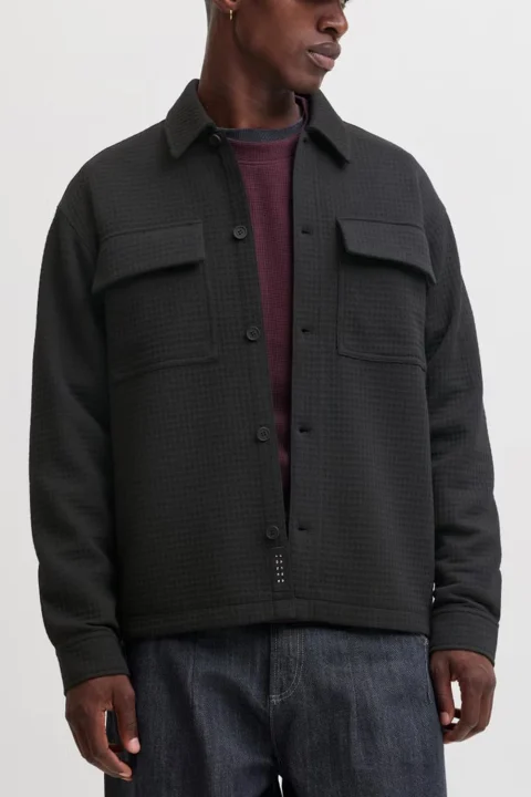 Риза Jcofusion Jersey Waffle Overshirt 12300901 C-N10 black — снимка 2