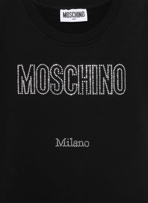 Рокля с лого кристали Moschino Kids — снимка 2