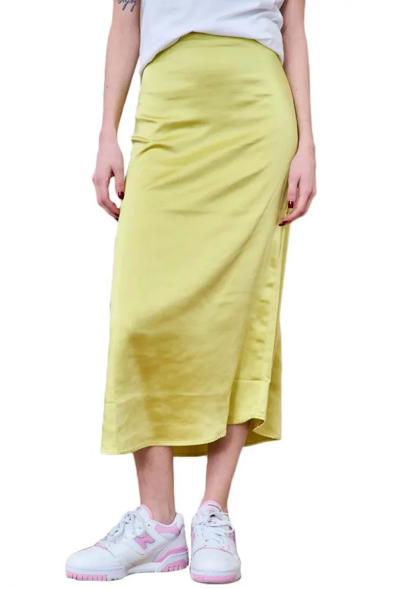 Пола Onlmayra Hw Long Satin Aop Skirt Wvn 15255393 13-0532 TCX celery green — снимка 2