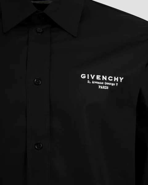 Black Poplin Shirt with Logo Embroidery — снимка 2