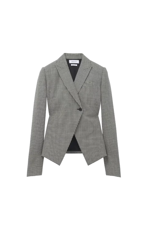 Gingham Check Cutaway Jacket in Black/Ivory