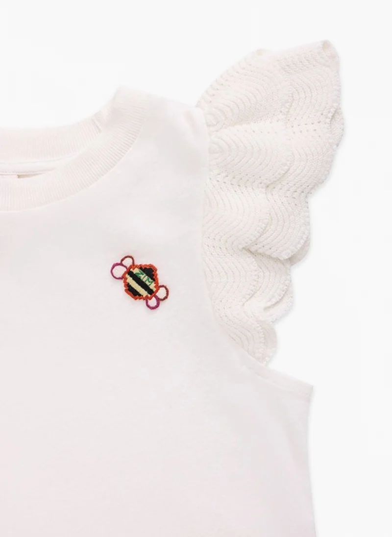 Тишърт с детайли от плетиво Zimmermann Kids — снимка 4