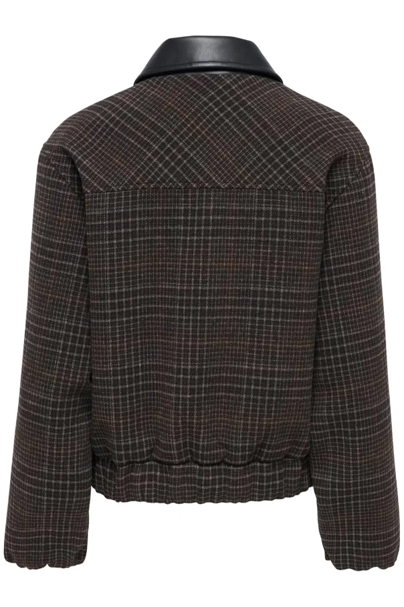 Яке Onlmika Check Bomber 15382397 19-1111 TCX black coffee — снимка 2