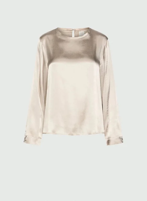 Сатенена блуза с коприна Marella Monochrome Mllgettone — снимка 5