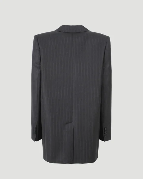 Pinstripe Cutaway Jacket in Grey — снимка 2