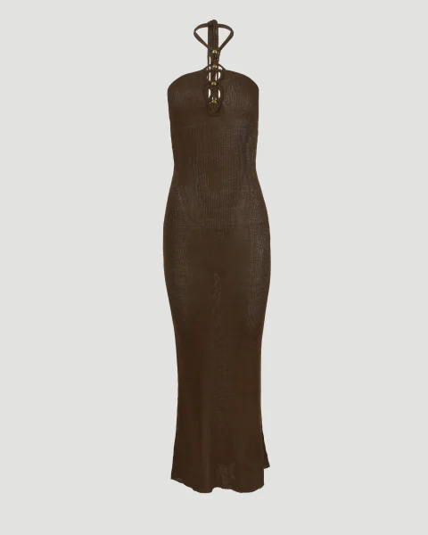 Eileen Long Fine Knit Dress in Bronze