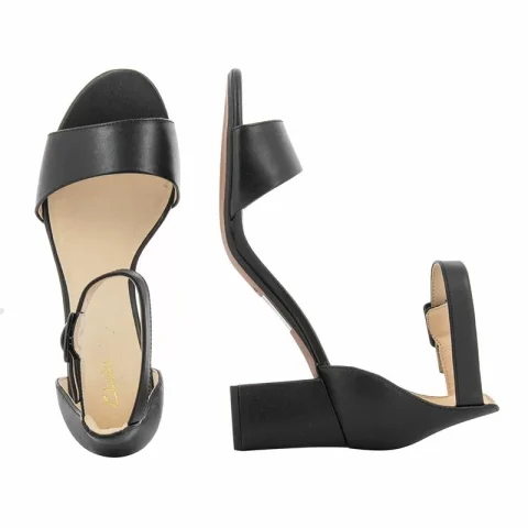 Дамски сандали на ток CLARKS – 26140007 DEVA MAE BLACK LEATHER — снимка 4