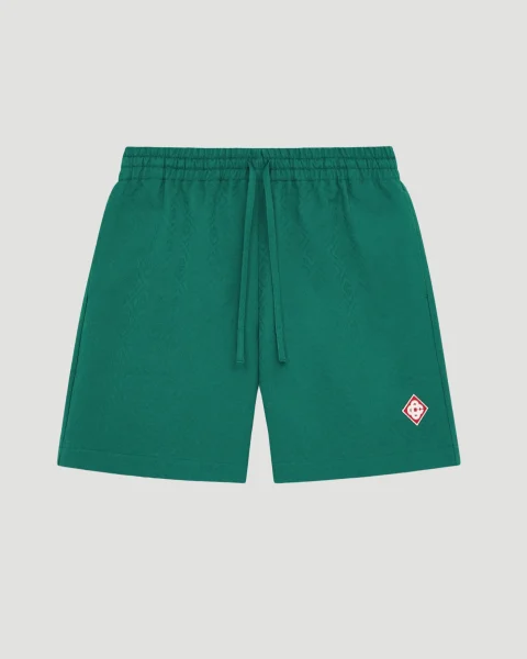 Cotton Monogram Jacquard Shorts in Green