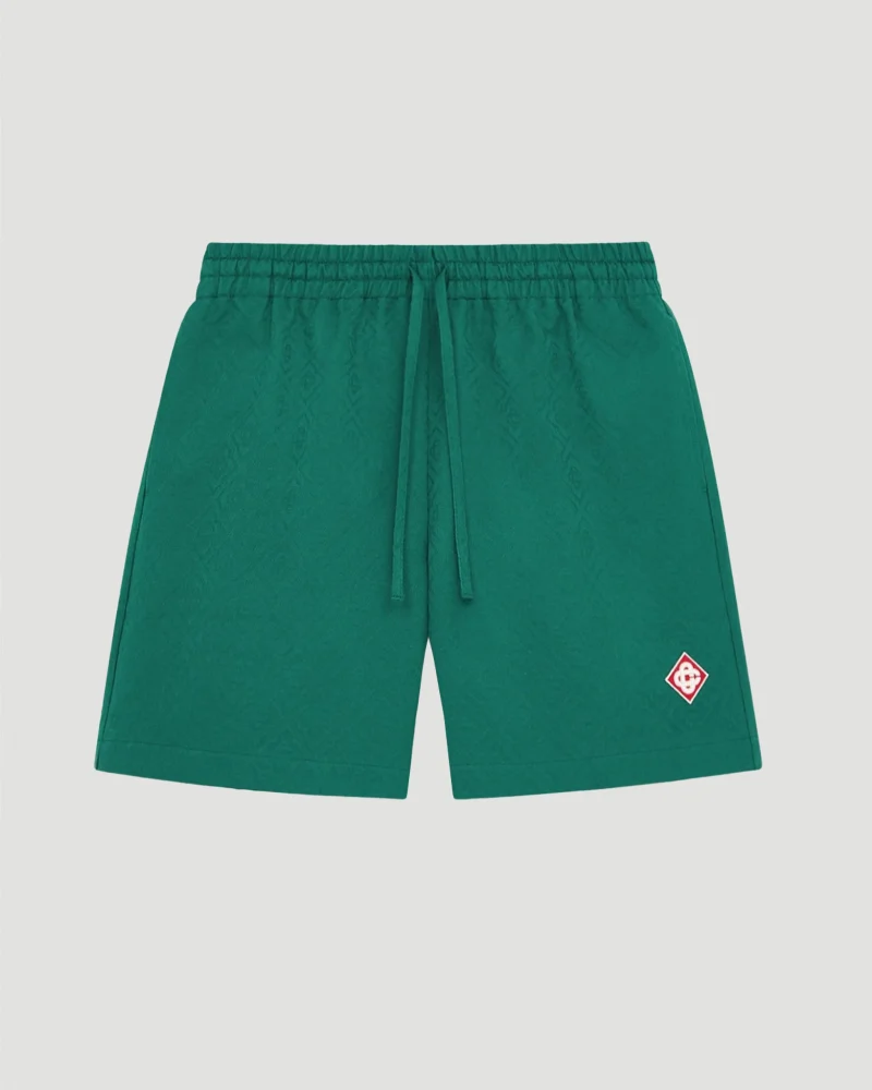 Cotton Monogram Jacquard Shorts in Green