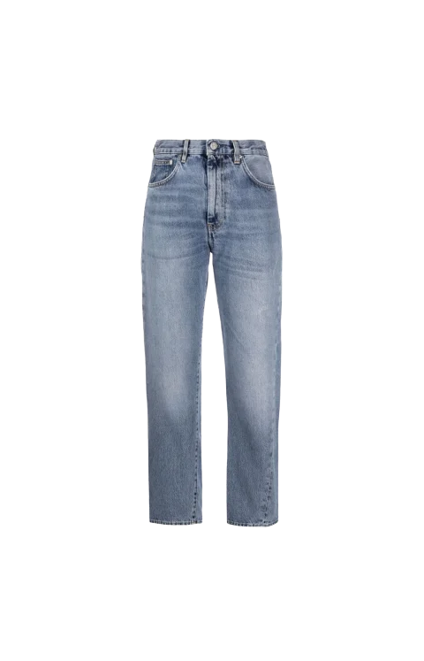 Tapered Fit Twisted Seam Denim Worn Blue