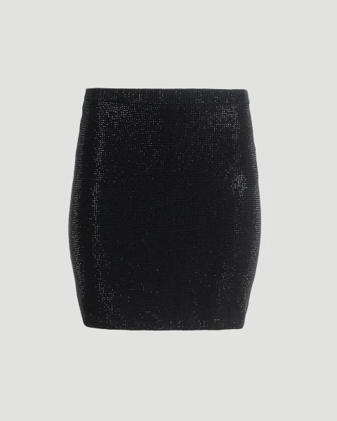 Crystal Hotfix Polo Miniskirt in Black