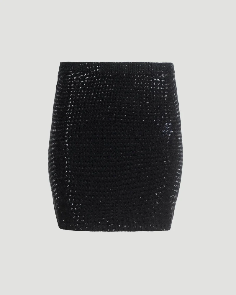 Crystal Hotfix Polo Miniskirt in Black
