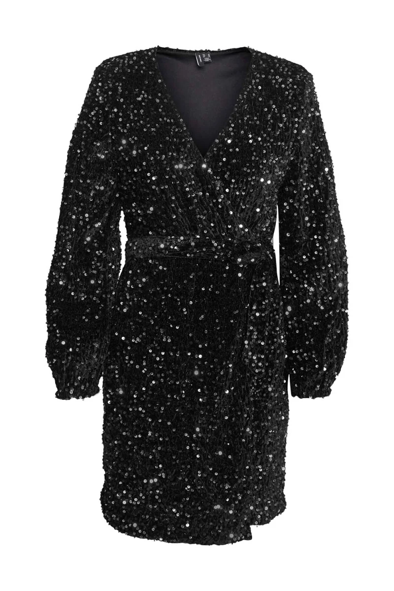 Рокля Vmbella Ls Wrap Short Dress Jrs 10298493 C-N10 black