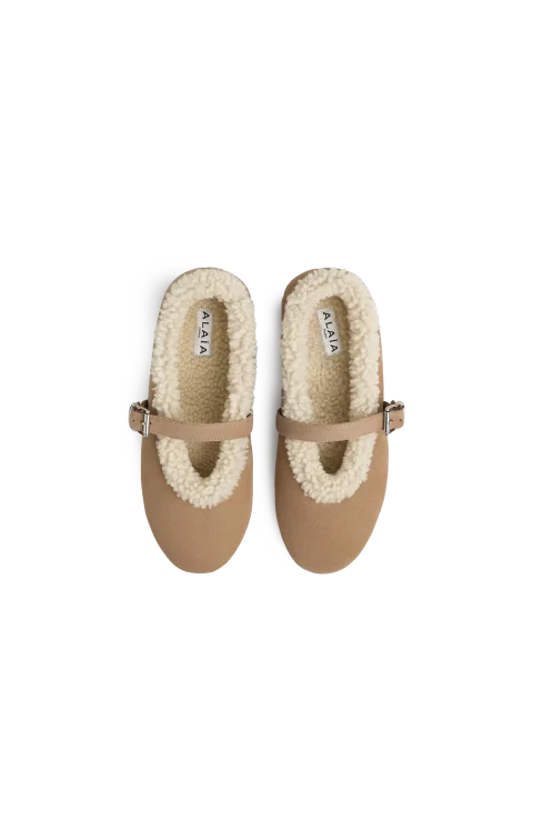 Ballet Flats in Camel Merino Shearling — снимка 2