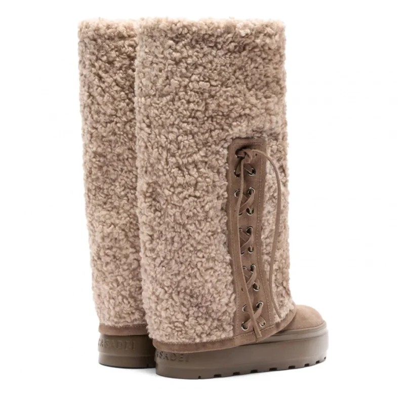 Дамски бежови ботуши Double Face Casadei — снимка 6