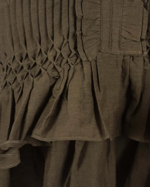 Daliana Ruffled Top in Khaki — снимка 3