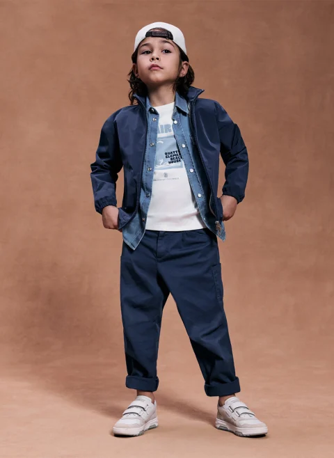 Риза от деним Brunello Cucinelli Kids 6 — снимка 5