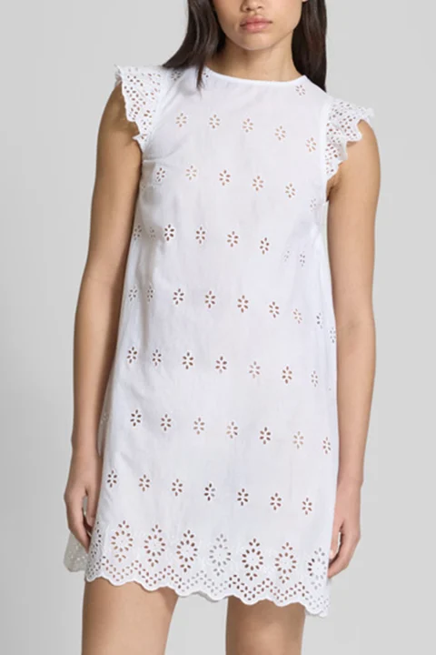 Рокля Onllou Life Emb S/S Open Back Cs 15346368 11-0601 TCX bright white — снимка 2