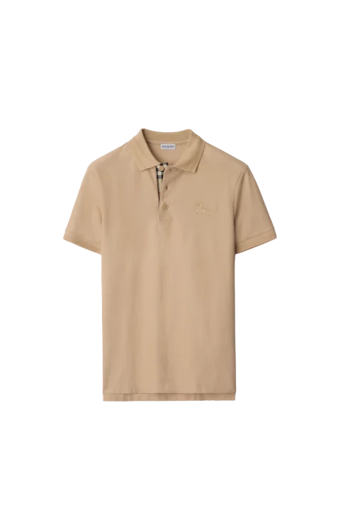 Cotton Polo Shirt in Soft Fawn Beige