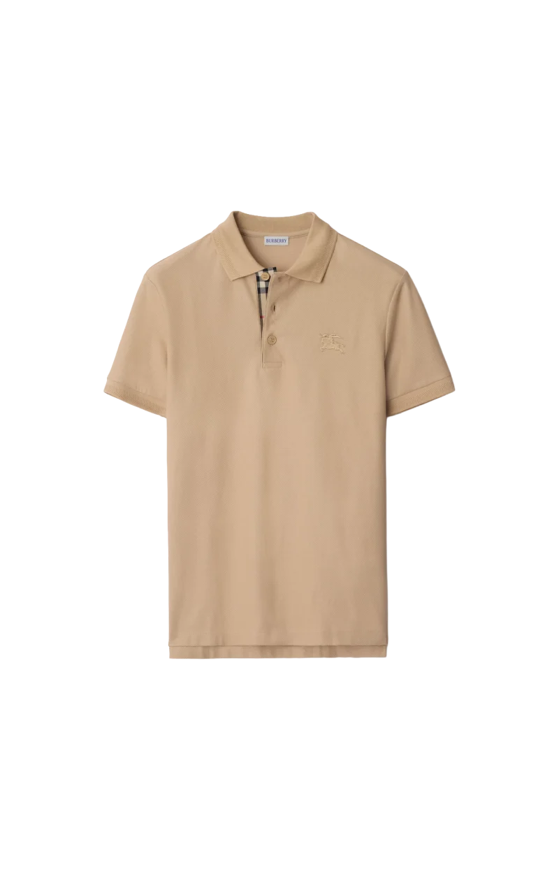 Cotton Polo Shirt in Soft Fawn Beige