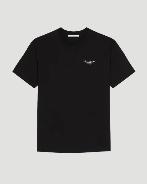 T-Shirt with Givenchy Stamp Print in Black
