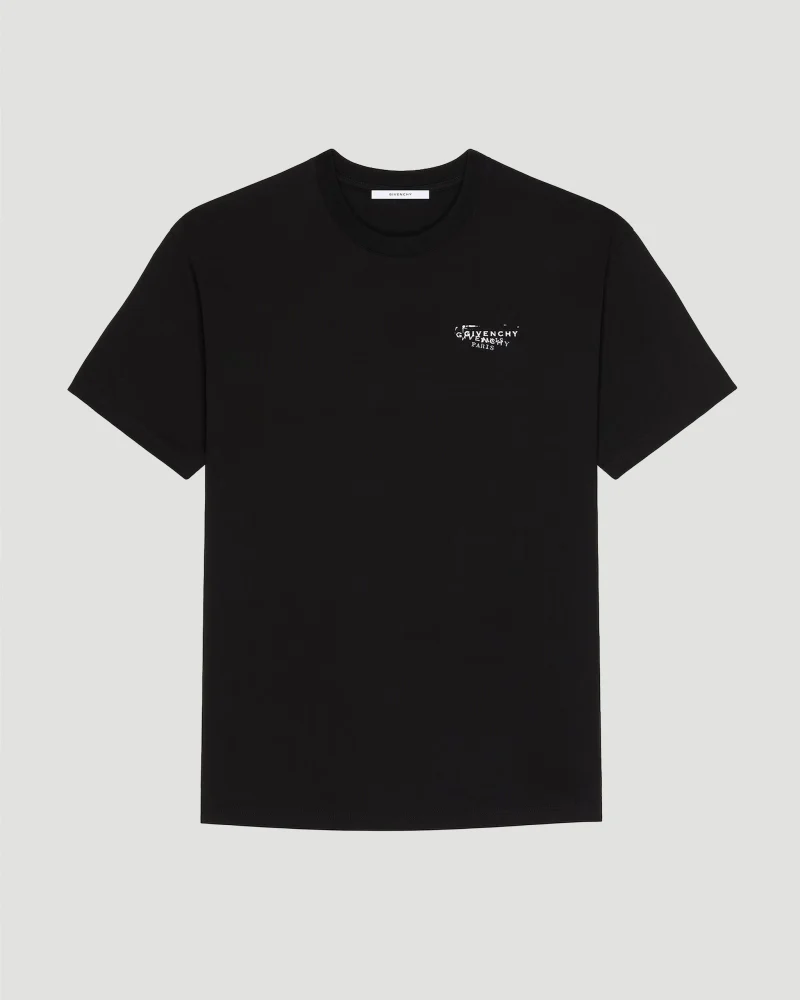 T-Shirt with Givenchy Stamp Print in Black