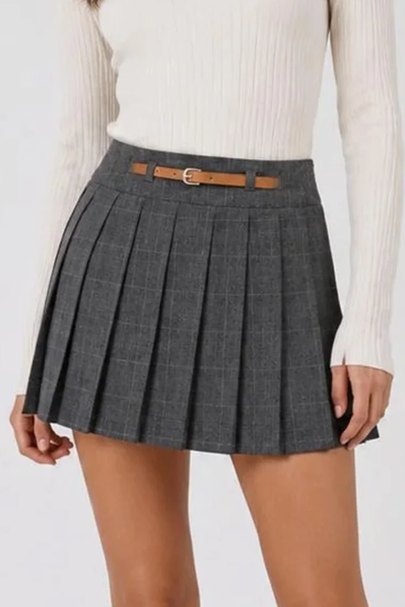 Пола Onlenia Mweat Check Skort 15376505 BS000088 dark grey melange — снимка 2