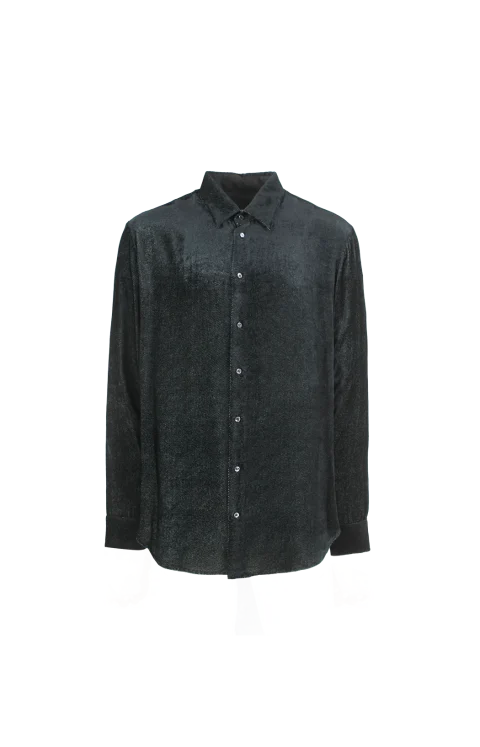 Silk-Blend Shirt in Devoré Velvet Twill Design