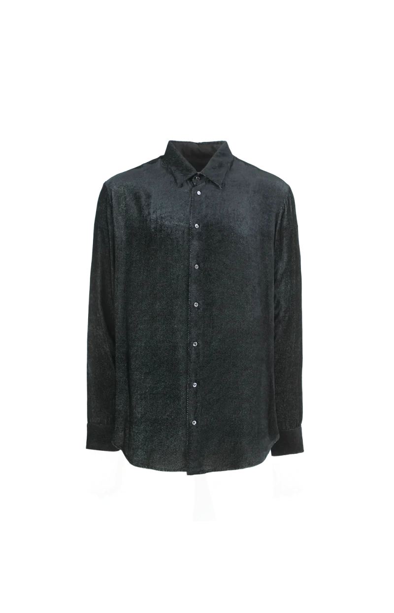 Silk-Blend Shirt in Devoré Velvet Twill Design