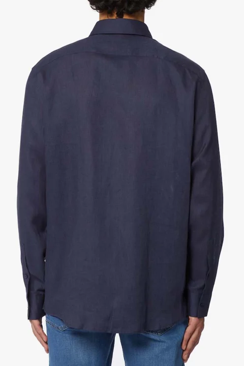 Риза Linen C002961T005789 u290 navy — снимка 2