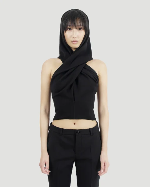 Black Cropped Hooded Top — снимка 3