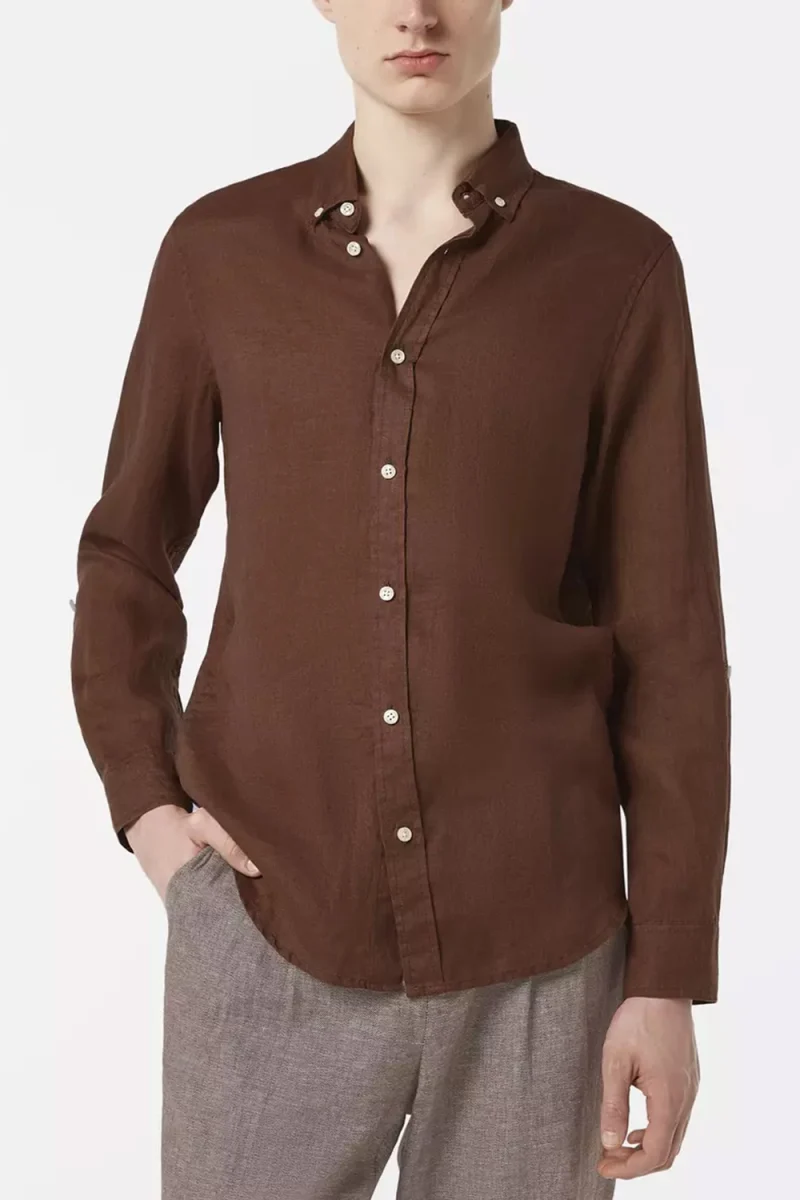 Риза Regular Fit Linen 180016 SC210 Cold Brew — снимка 2