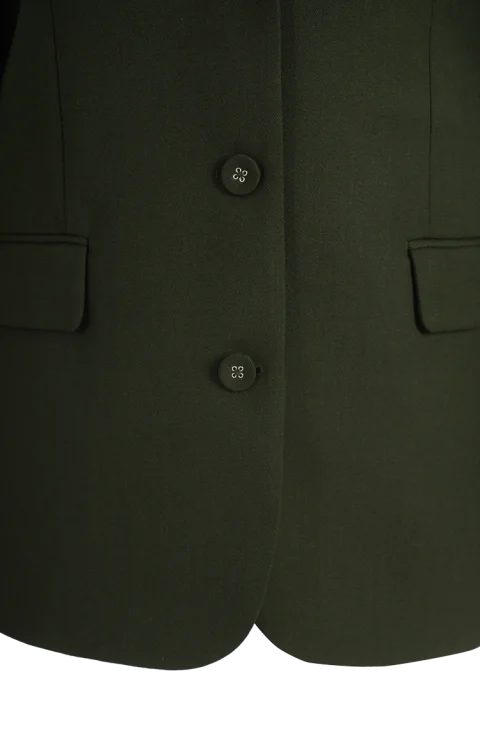 Single Wool Twill Blazer in Kombu Green — снимка 2