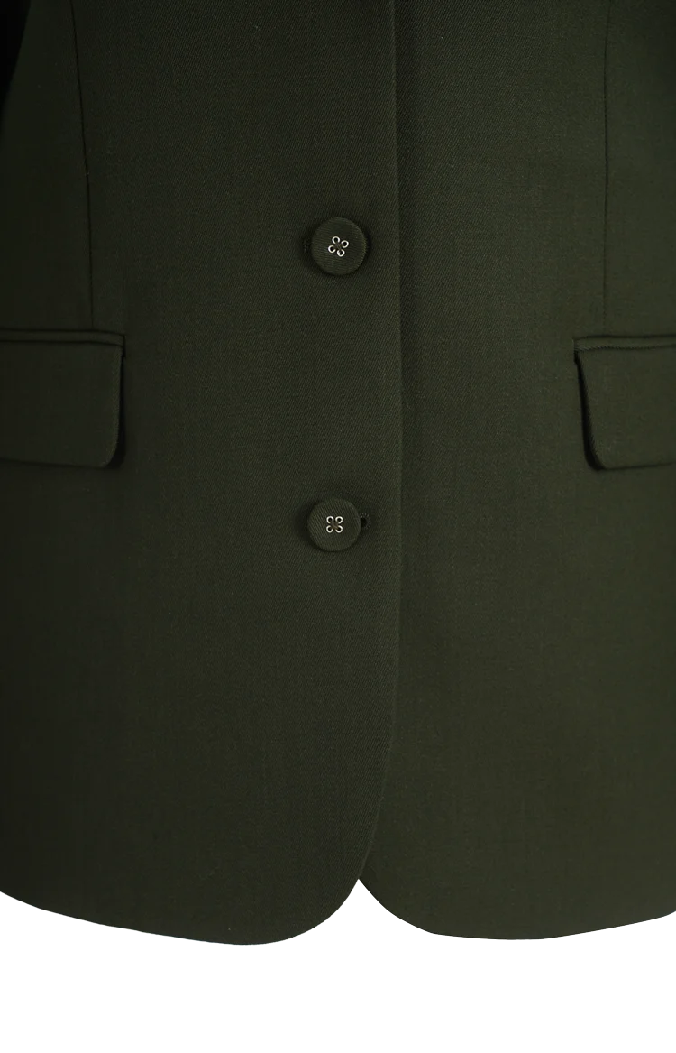 Single Wool Twill Blazer in Kombu Green — снимка 2