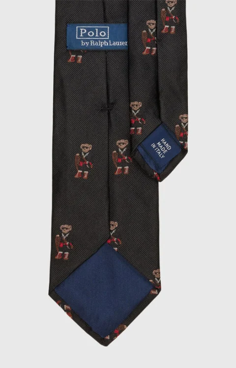 Копринена вратовръзка с Polo Bear бродерия — снимка 2