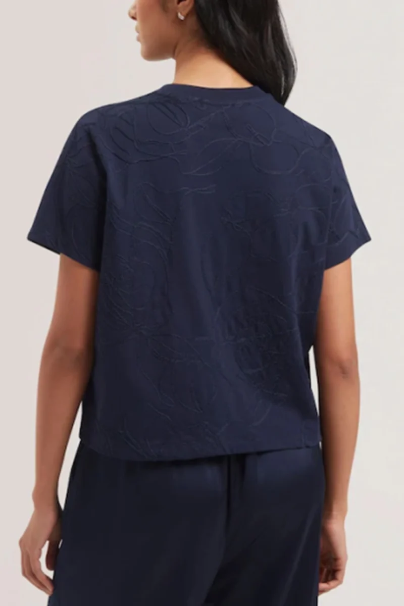 T-Shirt Agaly Short Sleeve All Over Embroidered Boxy 278535 navy — снимка 2