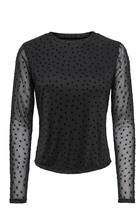 Top Onlnova L/S Mesh 15357642 C-N10 black/743 black dots