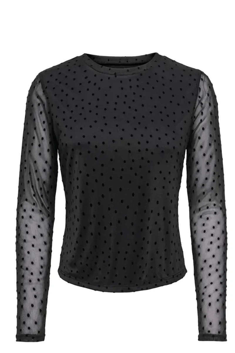 Top Onlnova L/S Mesh 15357642 C-N10 black/743 black dots