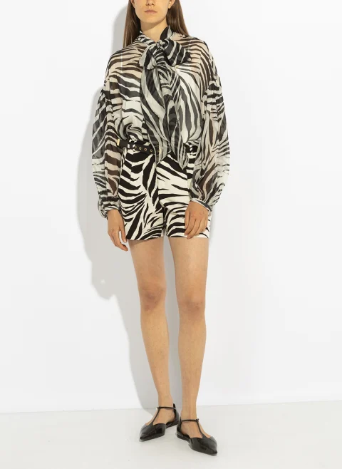 Блуза от копринен шифон с панделка Max Mara Studio Mstballata — снимка 2