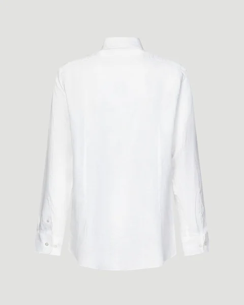 Pegaso Logo Linen Shirt in White — снимка 2