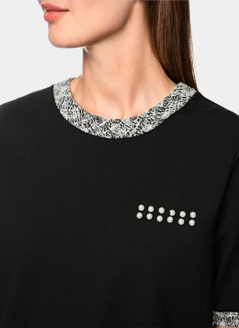 Тишърт с детайли от букле Marc Cain Sports — снимка 4