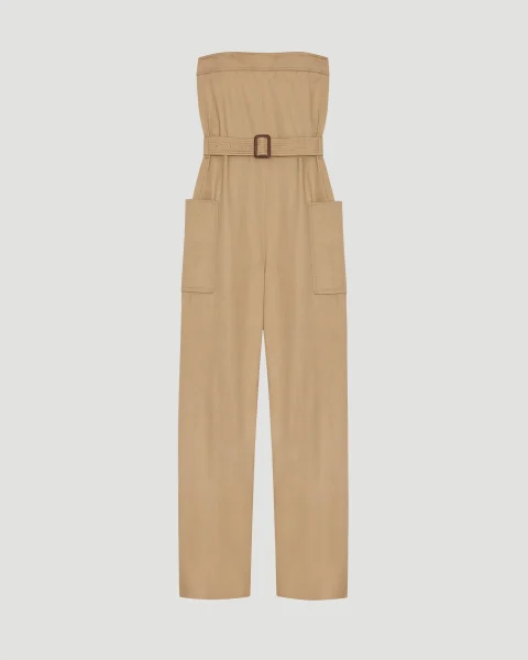Strapless Jumpsuit in Cotton Gabardine