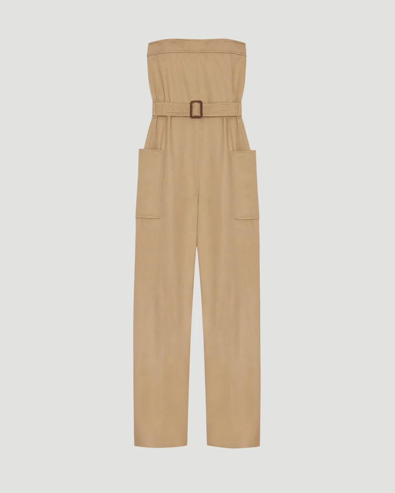 Strapless Jumpsuit in Cotton Gabardine