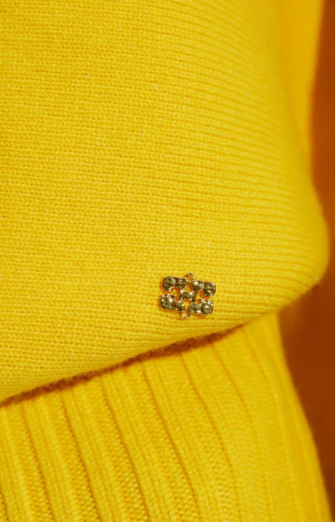 Double Knit Turtleneck Sweater in Lemon — снимка 2
