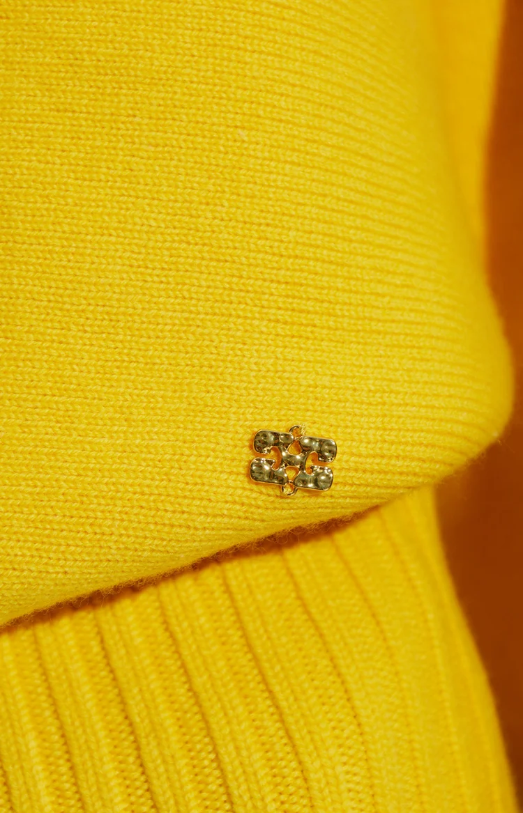Double Knit Turtleneck Sweater in Lemon — снимка 2